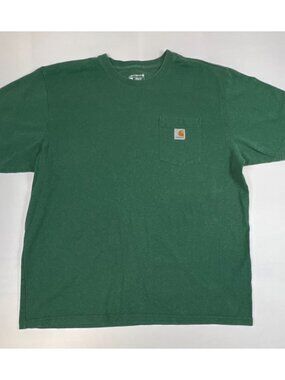 Carhartt Men XL Green Loose Fit Short Sleeve Heavyweight K87 Pocket T-Shirt